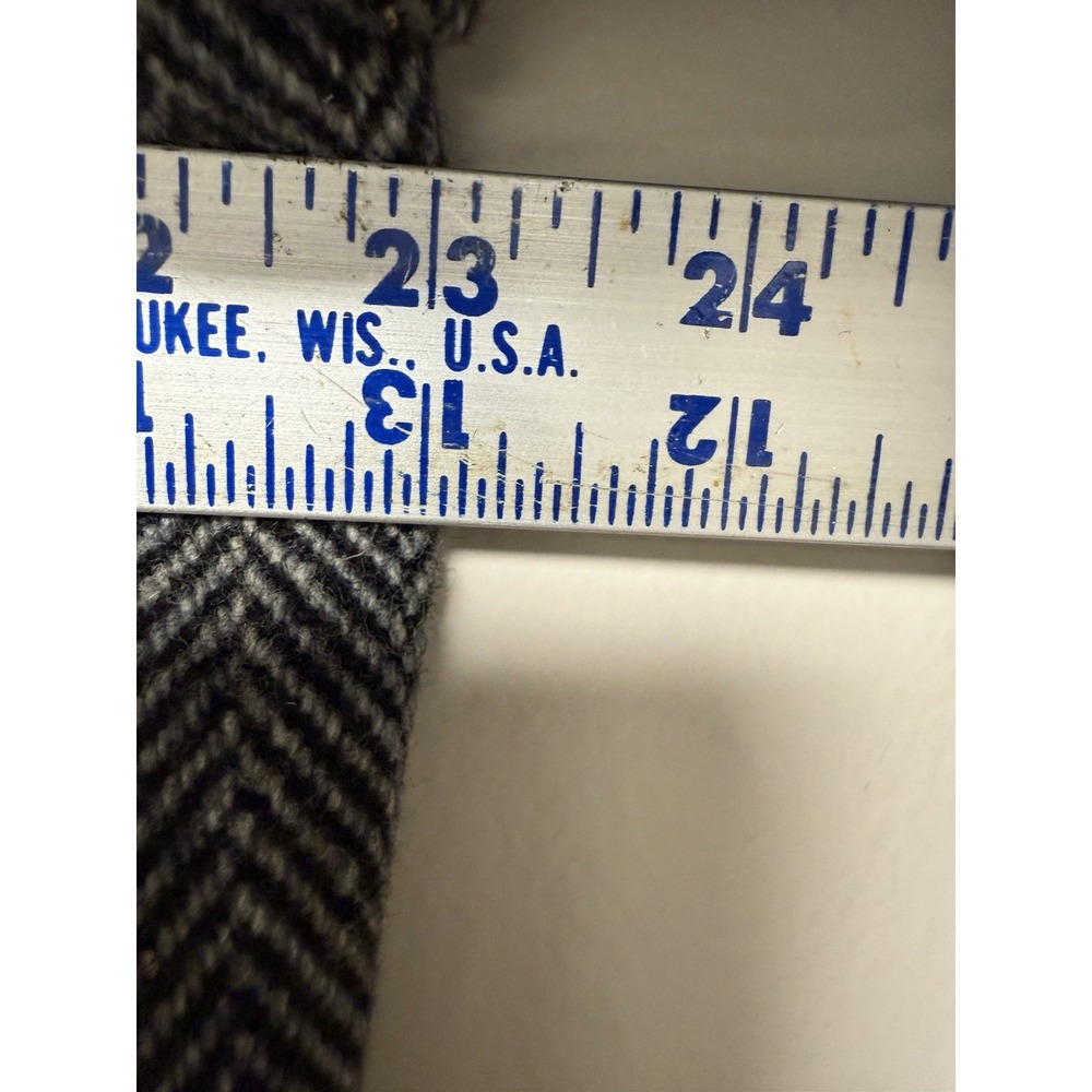 Woodmere Overcoat Mens 42 Grey Herringbone Pure Virgin Wool Long Jacket - Picture 4 of 5